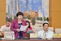 Bà Nguyễn Thúy Anh, Chủ nhiệm Ủy ban Các vấn đề xã hội của Quốc hội giải trình, tiếp thu Bộ luật Lao động.