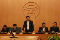 Chủ tịch UBND TP Hà Nội Nguyễn Đức Chung chủ trì cuộc họp.