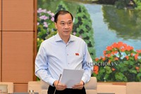 Chủ nhiệm Uỷ ban Kinh tế Vũ Hồng Thanh báo cáo thẩm tra .