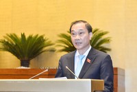 Chủ nhiệm Uỷ ban Kinh tế Vũ Hồng Thanh trình bày báo cáo thẩm tra.