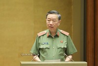Bộ trưởng Bộ Công an Tô Lâm phát biểu tại Quốc hội.