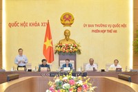 Phó chủ tịch Quốc hội Phùng Quốc Hiển điều hành phiên thảo luận.