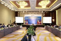 Thứ trưởng Bộ Ngoại giao Nguyễn Quốc Dũng điều hành cuộc họp từ điểm cầu Việt Nam