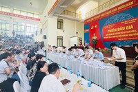 Toàn cảnh phiên đấu giá đất tại Thanh Oai, Hà Nội. Ảnh: Internet.