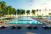 Hồ bơi trung tâm chỉ cách biển vài bước chân.