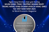 Ngân hàng Shinhan nhận giải "ngân hàng tăng trưởng mảng kinh doanh SME nhanh nhất năm 2025"