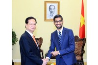 Thủ tướng Nguyễn Tấn Dũng tiếp Tổng Giám đốc điều hành Tập đoàn Google Sundar Pichai (Ảnh: Chinhphu.vn)