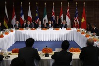 Các lãnh đạo trên bàn đàm phán Hiệp định TPP đầu tháng 10/2015