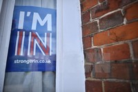 Biển kêu gọi ở lại EU tại khu vực Charing, đông nam thủ đô London, Anh ngày 16/6. (Nguồn: AFP/TTXVN)