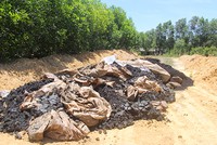 Khu vực rừng tràm nơi phát hiện 100 tấn chất thải tự chôn lấp của Formosa. Ảnh: Đ.H