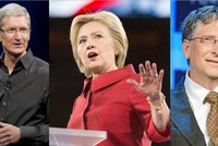 Tim Cook (trái) và Bill Gates (phải) có thể làm Phó Tổng thống nếu bà Hillary Clinton (giữa) lên lãnh đạo nước Mỹ.