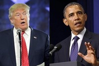 Tổng thống Mỹ Donald Trump (trái) và người tiền nhiệm Barack Obama. Ảnh: Reuters.