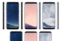 Từ trái qua là Galaxy S8 màu đen, xám và bạc. Ảnh: @evleaks.