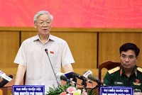 Tổng bí thư Nguyễn Phú Trọng phát biểu tại cuộc tiếp xúc cử tri. Ảnh: Giang Huy