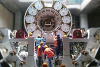 Các kỹ sư và công nhân của FECON tham gia quá trình hạ và lắp đặt máy TBM tại dự án đường sắt đô thị TP.Hồ Chí Minh tuyến số 1 đoạn Bến Thành - Suối Tiên