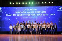 HNX vinh danh 30 doanh nghiệp quản trị tốt nhất và 10 doanh nghiệp tiến bộ nhất về minh bạch 2016-2017