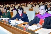 Các đại biểu ấn nút thông qua luật ở Quốc hội. Ảnh: Trung tâm báo chí QH