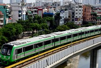 Tàu Cát Linh - Hà Đông đang chạy thử. Ảnh: Giang Huy. 