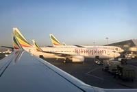 Máy bay Boeing 737 của Ethiopian Airlines tại Sân bay Quốc tế Bole. Ảnh: AP.