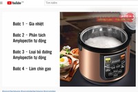 Nồi cơm tách đường được quảng cáo rầm rộ trên Facebook, YouTube. Ảnh chụp màn hình.