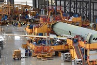 Một chiếc A320 được lắp ráp tại Thiên Tân, Trung Quốc. Ảnh: Xinhua.