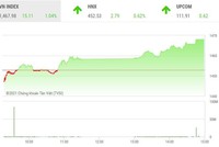 Giao dịch chứng khoán phiên chiều 9/12: VN-Index tăng hơn 15 điểm, thanh khoản sụt giảm