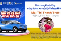 Chị Mai Thị Thanh Thảo (Bà Rịa - Vũng Tàu) là khách hàng may mắn trúng giải ô tô điện Vinfast VF5 Plus.
