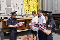 Phát hiện vi phạm trong lô hàng quá cảnh. Ảnh: CHQ.