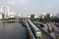 Tuyến metro Cát Linh - Hà Đông đoạn trên cao Nhổn - ga Hà Nội. Ảnh: Dũng Minh.