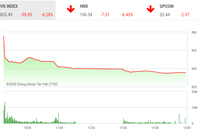 Phiên chiều 9/3: Cổ phiếu la liệt nằm sàn, VN-Index bốc hơi hơn 55 điểm