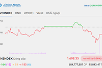 Chỉ số VN-Index mất mốc 1.700 điểm trong phiên đáo hạn phái sinh