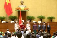 Lễ nhậm chức của Chủ tịch Quốc hội khóa XIV Nguyễn Thị Kim Ngân diễn ra sáng 22/7. Ảnh: VGP/Nhật Bắc