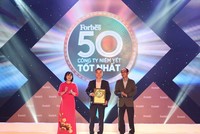 Đại diện KDH nhận giải thưởng Top 50 công ty niêm yết tốt nhất do Forbes Việt Nam bình chọn