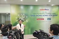 Ông Nguyễn Hữu Tú, Phó tổng giám đốc Công ty cổ phần MIZA trả lời phỏng vấn bên lề hội thảo “Chính sách tín dụng và thị trường carbon: Khơi thông dòng vốn xanh”. Ảnh Dũng Minh