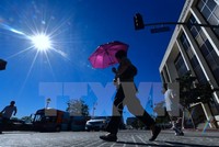 Cảnh nắng nóng trên đường phố Los Angeles, Mỹ ngày 24/10.