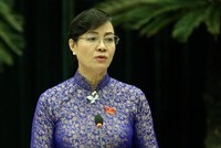 Bà Quyết Tâm trong phiên làm việc chiều nay. Ảnh: Quỳnh Trần.