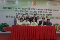 Doanh nghiệp Việt Nam vừa ký một loạt hợp đồng xuất khẩu dưa hấu niên vụ 2018 sang thị trường Trung Quốc.