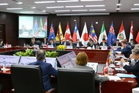 Các bộ trưởng từ 11 thành viên đã ký kết Hiệp định TPP nhóm họp tại Đà Nẵng, Việt Nam, ngày 9/11. Ảnh: Kyodo.