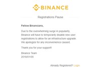 Sàn giao dịch lớn nhất thế giới tạm ngừng cho mở tài khoản mới để nâng cấp.