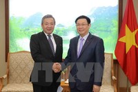 Phó Thủ tướng Vương Đình Huệ tiếp Phó Chủ tịch tập đoàn Mitsubishi Motor Nhật Bản Kozo Shirati. (Ảnh: Phương Hoa/TTXVN)