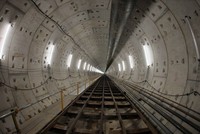 Một góc đoạn hầm đã được hoàn thành tại Nhà ga Ba Son. (Ảnh: An Hiếu/TTXVN)