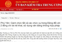 Tỉnh ủy Phú Yên cách chức 2 cán bộ lãnh đạo