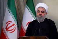 Tổng thống Iran Hassan Rouhani phát biểu trên truyền hình sau khi Trump tuyên bố rút khỏi thỏa thuận hạt nhân. Ảnh: AFP.