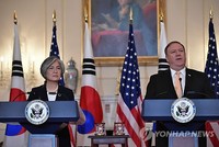 Ngoại trưởng Mỹ Mike Pompeo (phải) và người đồng cấp Hàn Quốc Kang Kyung-wha (Ảnh: Yonhap)