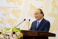 Thủ tướng Nguyễn Xuân Phúc phát biểu tại cuộc gặp mặt - Ảnh: VGP/Quang Hiếu
