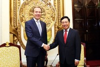 Phó Thủ tướng Phạm Bình Minh tiếp Chủ tịch WEF Borge Brende - Ảnh: VGP/Hải Minh.