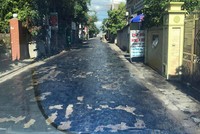 Bề mặt đoạn đường bị chảy nhựa loang lổ. Ảnh: FB.