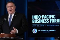 Ngoại trưởng Pompeo phát biểu tại Diễn đàn Doanh nghiệp Ấn Độ - Thái Bình Dương tại Washington ngày 30/7 (Ảnh: Getty).