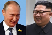 Tổng thống Vladimir Putin và nhà lãnh đạo Kim Jong-un (Ảnh: Sky).