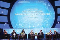 Các chuyên gia, nhà khoa học người Việt tại nước ngoài tham gia tọa đàm tại lễ Công bố Mạng lưới đổi mới sáng tạo Việt Nam.